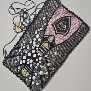 Mary Frances Come To The Party Beaded Champagne Bottle Shoulder Bag Purse